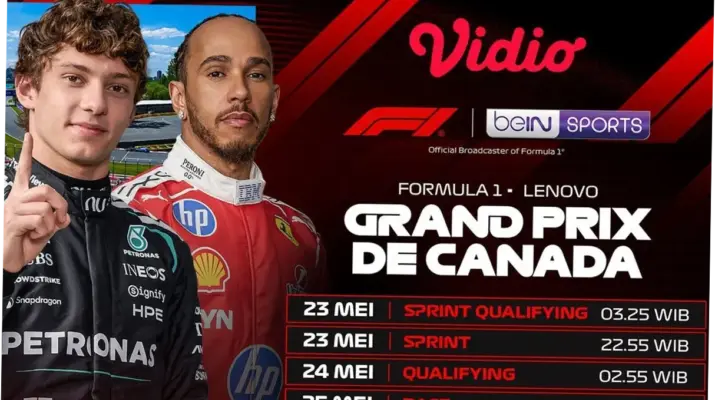 Jadwal F1 GP Kanada 2026: Siaran Balapan di Sabtu dan Senin Dini Hari