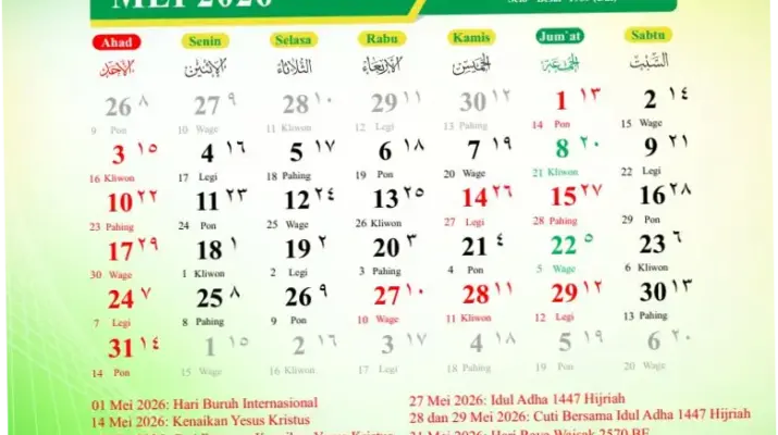 Libur Mei 2026: Jadwal Tanggal Merah dan Long Weekend