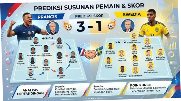 Prediksi dan Analisis Pertandingan Prancis vs Swedia di Piala Dunia 2026
